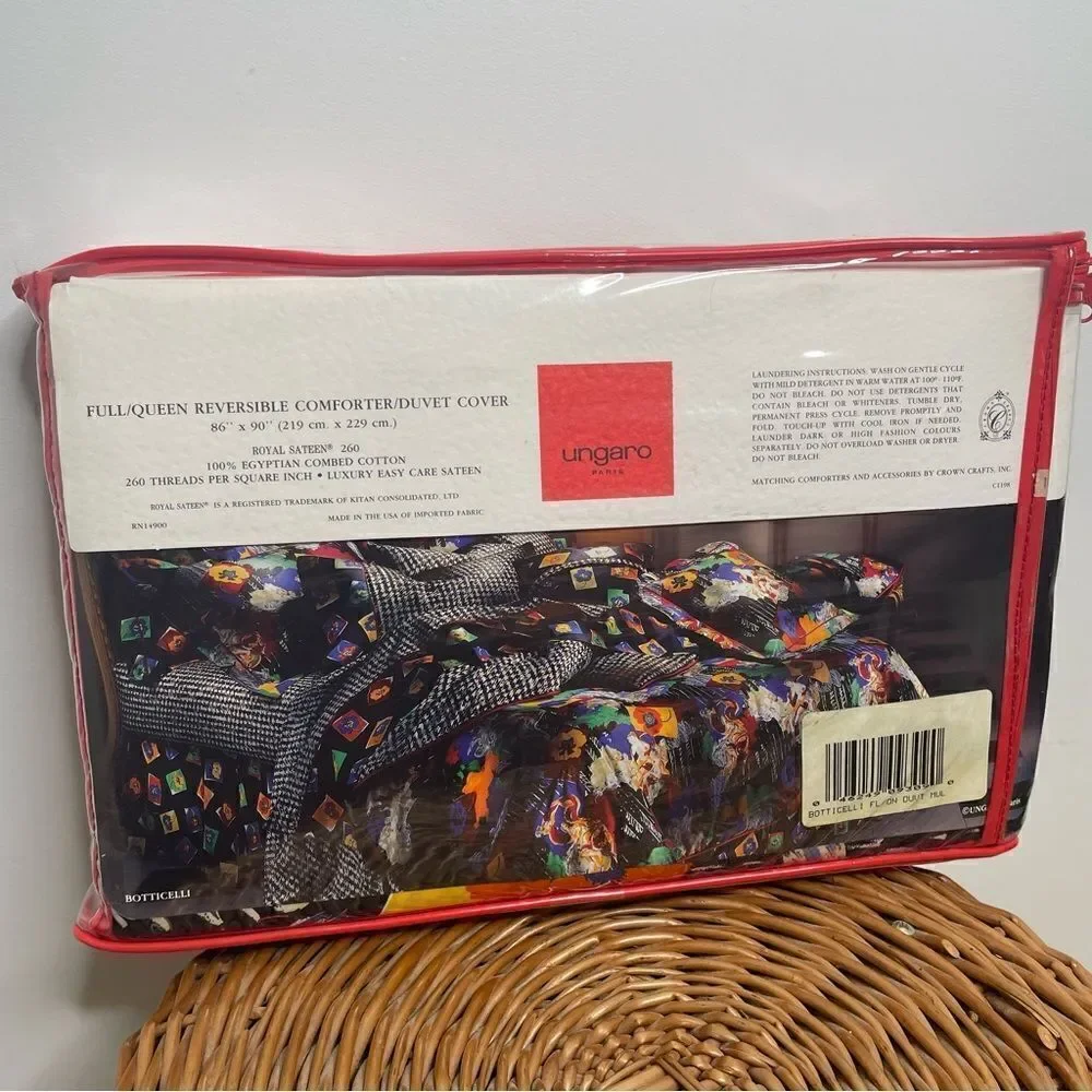 NEW Ungaro Paris Retro 70s 80s Sealed Full / Queen Reversible Bed Duvet Cover